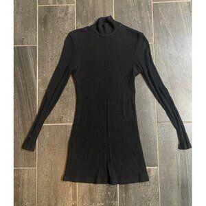 Anne Fontaine long sleeve black turtleneck rib knit mini dress size 6